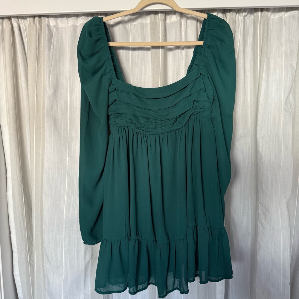 Abercrombie & Fitch Green Long Sleeve Mini Dress SP - Picture 2 of 8